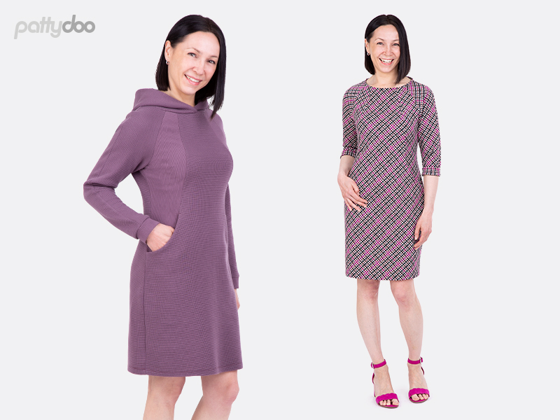 Schnittmuster Jade Sweatkleid von Pattydoo Größe 32-54 - für Damen - Kleidung Papierschnitt /