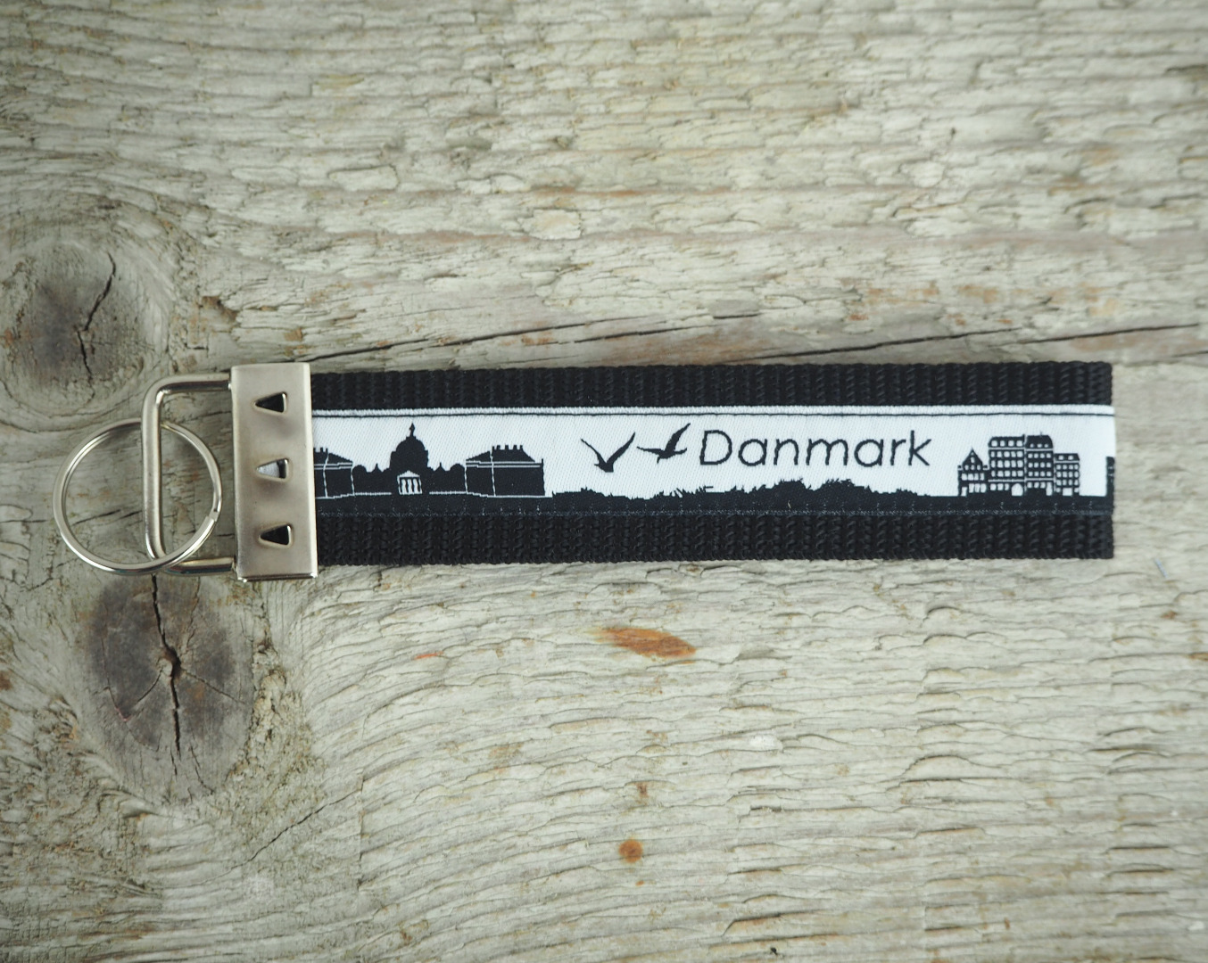 Schlüsselband kurz Dänemark Danmark schwarz weiß 2