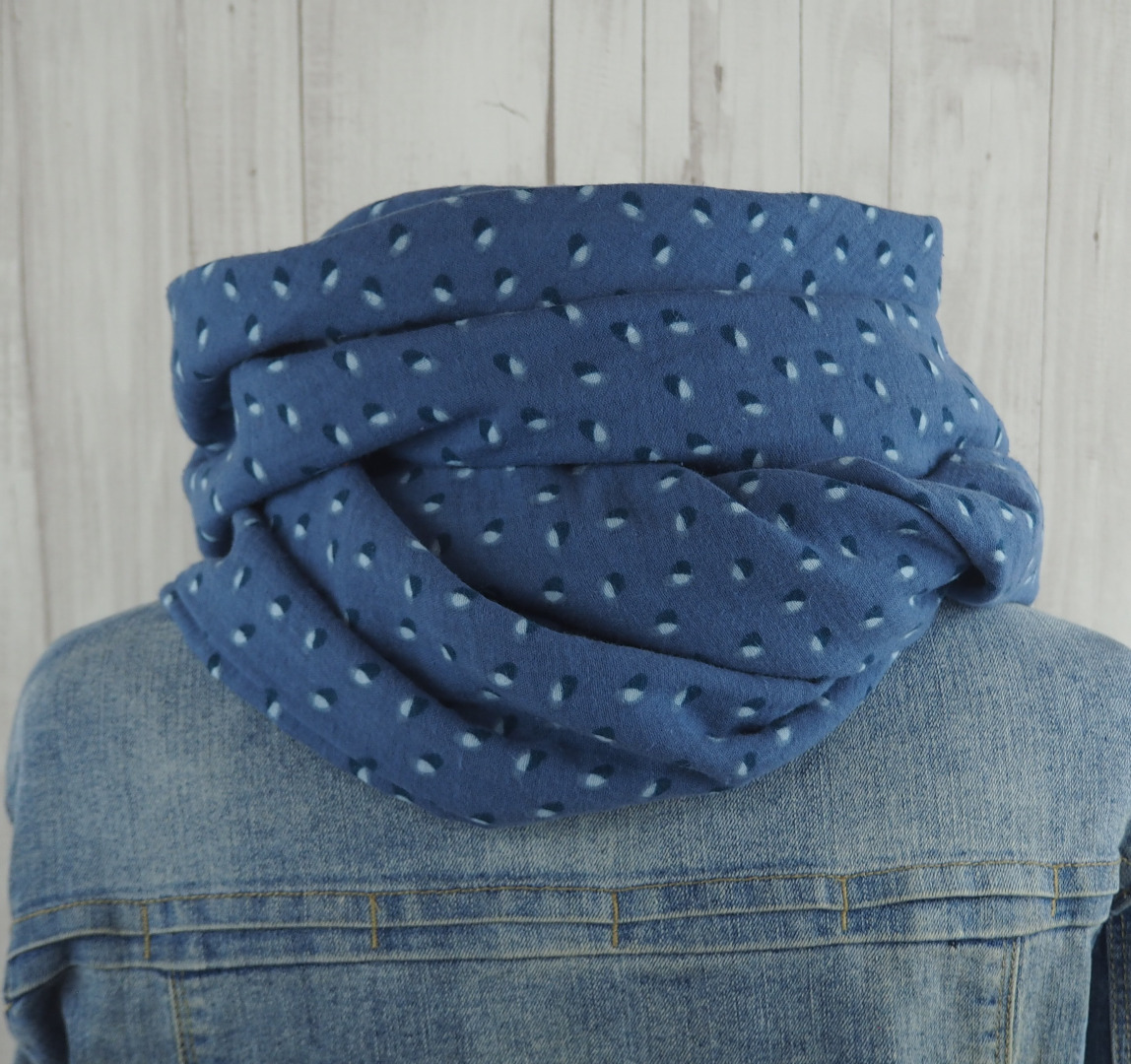 Tuch Dreieckstuch Musselin jeansblau mit Muster Schal für Damen XXL Tuch aus Baumwolle Mamatuch 6