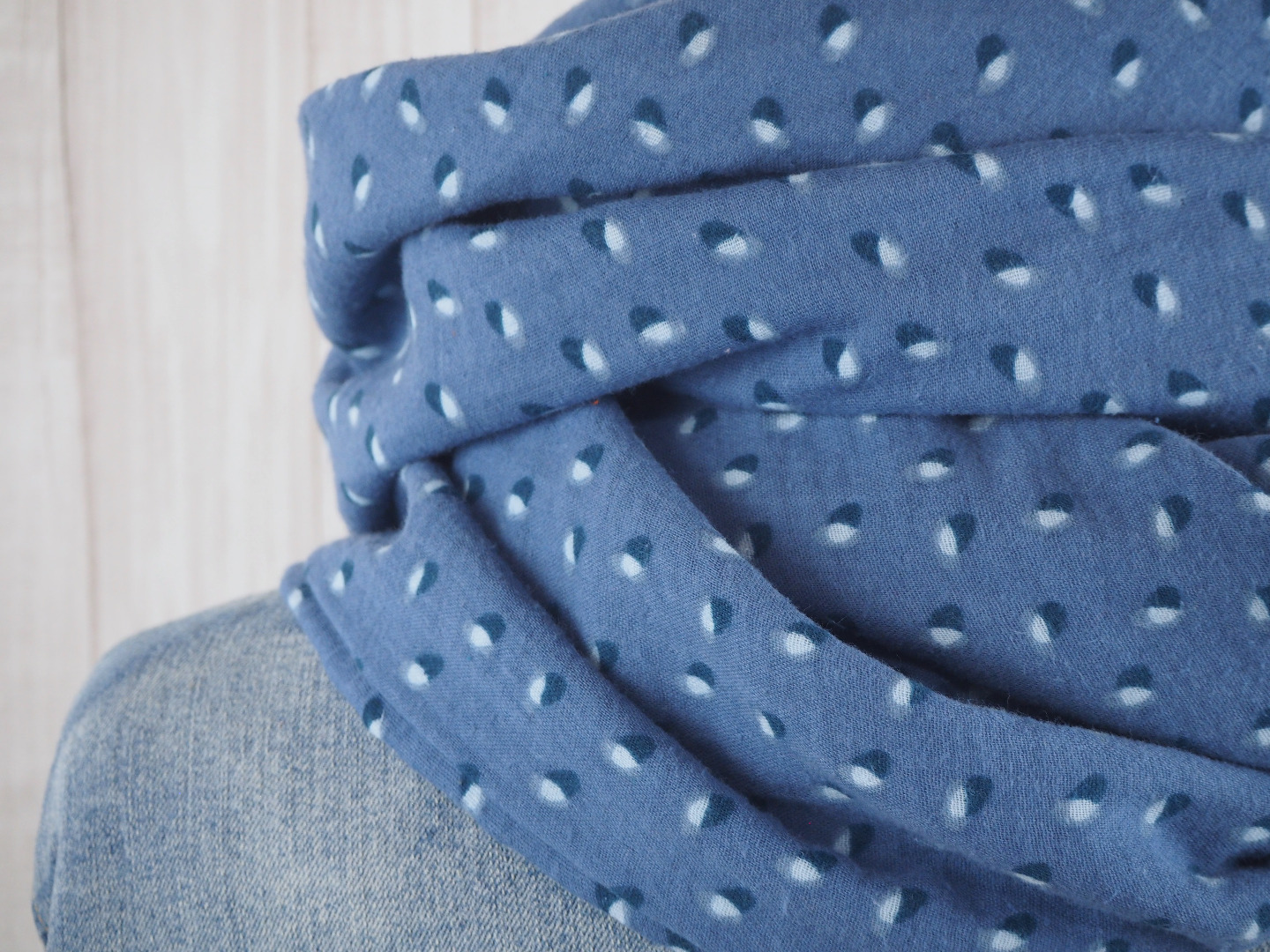 Tuch Dreieckstuch Musselin jeansblau mit Muster Schal für Damen XXL Tuch aus Baumwolle Mamatuch 7