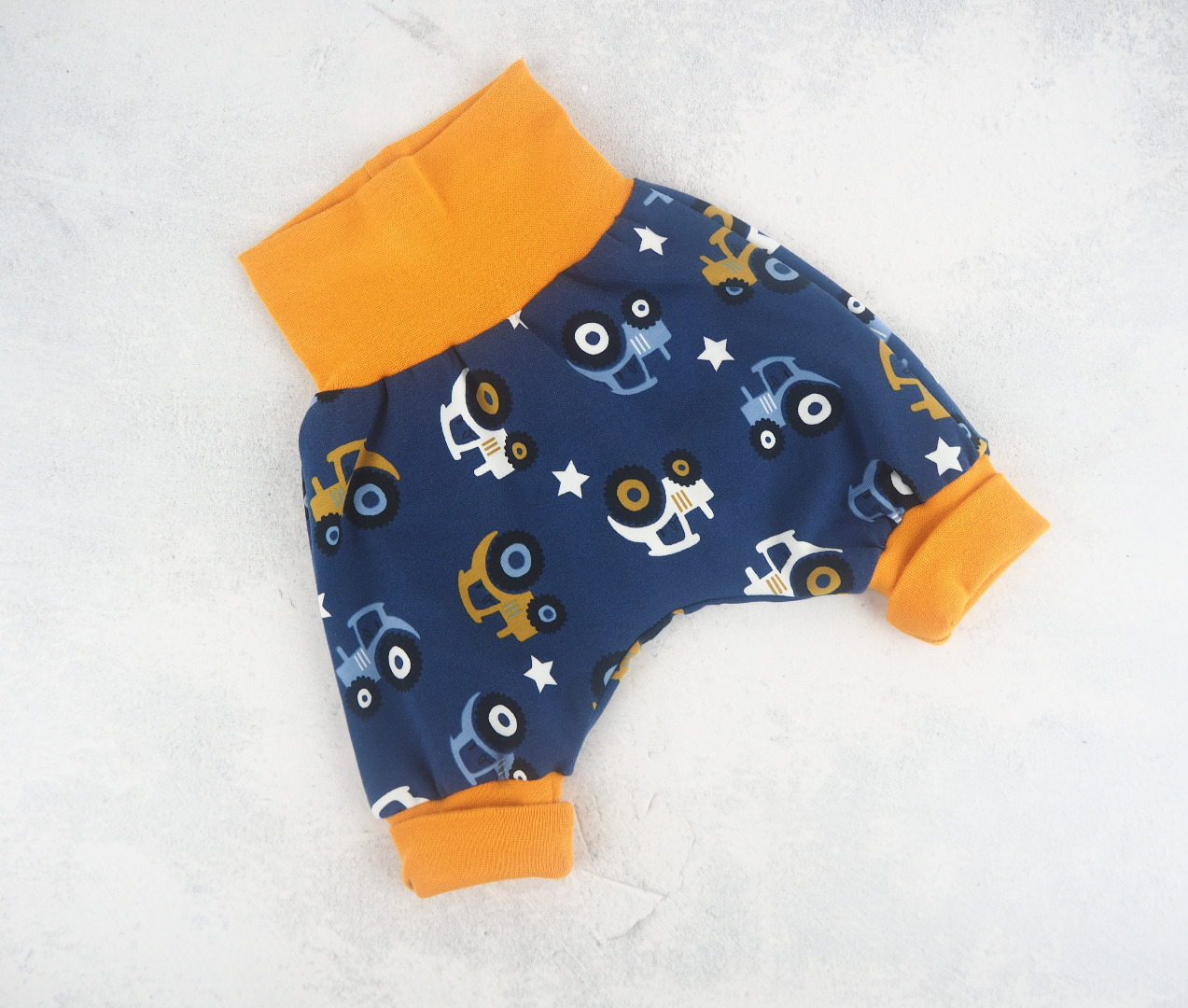 Pumphose Baby Jungs - Trecker - dunkelblau mit senfgelben Bündchen - Größe 56 2