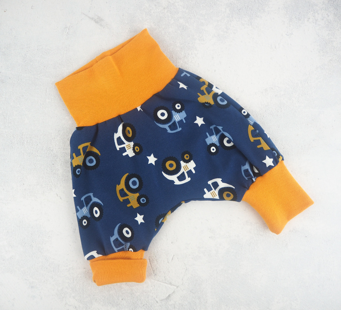Pumphose Baby Jungs - Trecker - dunkelblau mit senfgelben Bündchen - Größe 56 4