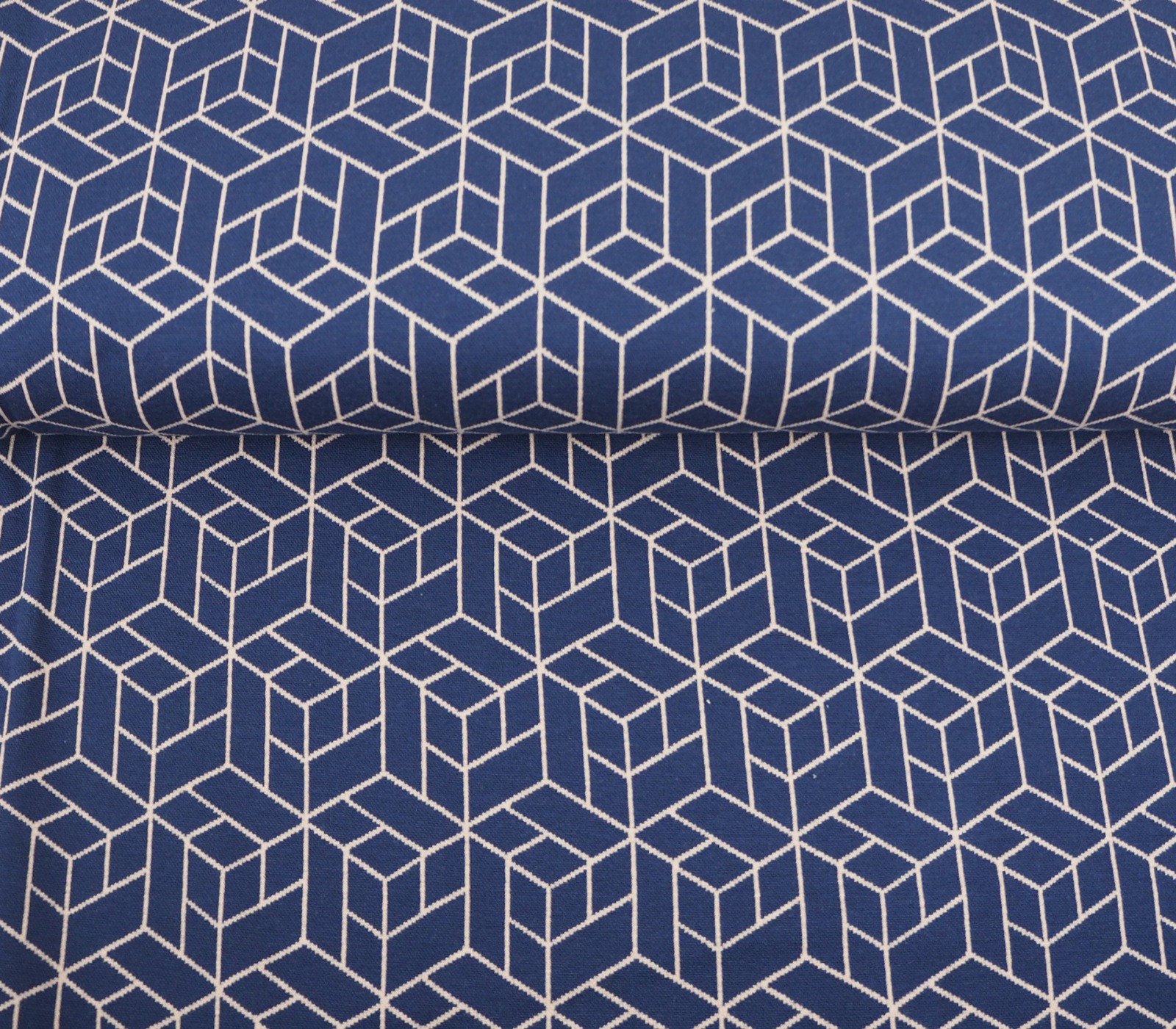 Jaquardstrick 1596/m Cozy Collection by lycklig design Swafing blau geometrisches Muster Damenstoffe Meterware 2