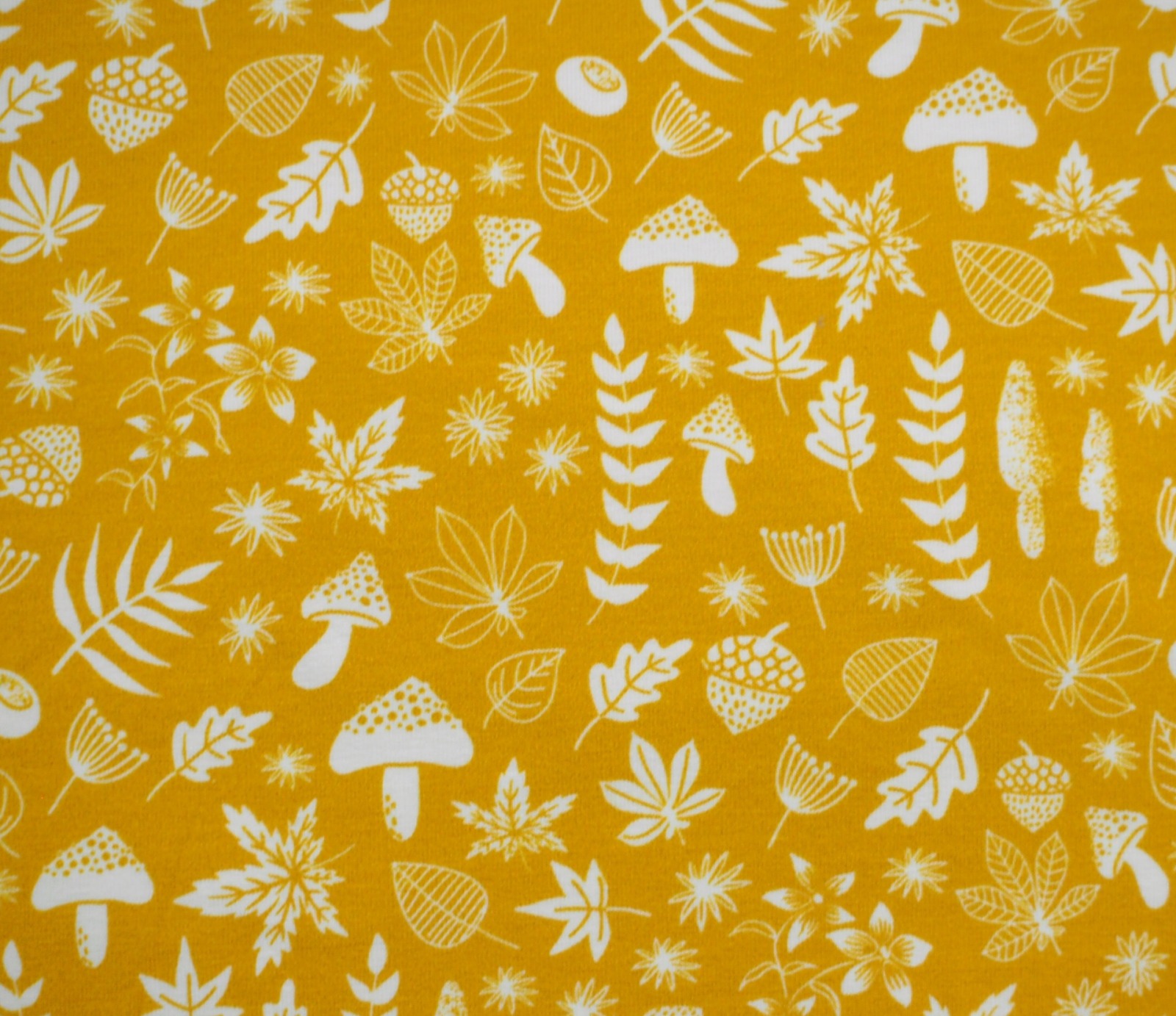 Jersey 15,96 EUR/m Blätter auf gelb, My little Foxy by Christiane Zielinski, Kinderstoff Meterware