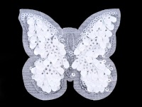 Aufbügler Schmetterling mit weißen Pailletten, 2,50 EUR/Stück, 7,5 x 8,5 cm groß
