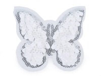 Aufbügler Schmetterling mit weißen Pailletten, 2,50 EUR/Stück, 7,5 x 8,5 cm groß 2