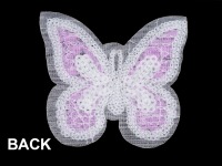 Aufbügler Schmetterling mit fliederfarbenen Pailletten, 2,50 EUR/Stück, 7,5 x 8,5 cm groß 2