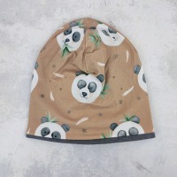 Beanie Pandabären - sandfarbene Mütze für Kinder, Größe ca. 48 - 54 cm Kopfumfang 4