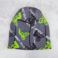 Beanie für Jungs - BMX Fahrrad grau apfelgrün - Kopfumfang 48 - 54 cm 4