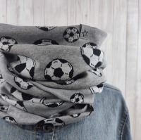 Loop grau meliert Fußball - Schal Schlauchschal aus Strickstoff für Erwachsene und Jugendliche 2