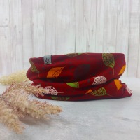 Loop Schlauchschal bordeaux mit bunten Blättern - Schal für Damen