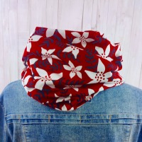 Loop in weinrot mit großem Blumenmuster - Schal Schlauchschal aus Jersey für Damen 5