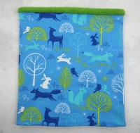 Schlupfschal Kinder blau grün Tiere - Loop aus Jersey Design Blaubeerstern/Im Wäldchen , warm