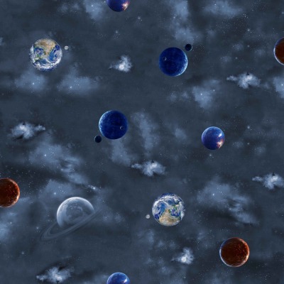 Sweat 18,40 EUR/m Digitaldruck Weltraum dunkles jeansblau - Erde Planeten - Stoffe Meterware