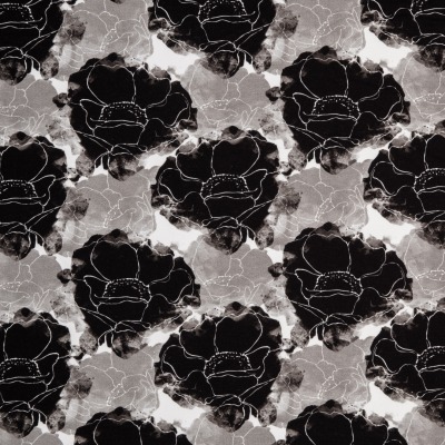 Sommersweat Blumen schwarz weiß grau Swafing Harry Sweat gemustert mit Muster bedruckt Stoffe Meter