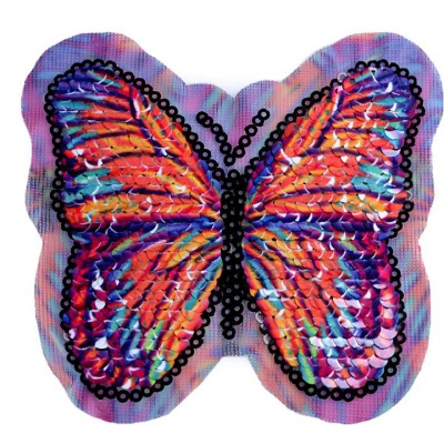 Aufbügler Schmetterling Wendepailletten Aufnäher Wechselpailletten orange 3 EUR/Stück ca 10 x 10 cm