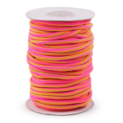 125 EUR/m - 2 m Gummi für Hoodies Kapuzen und Hosen - pink bunt - Rundgummi 5 mm Durchmesser - Mete