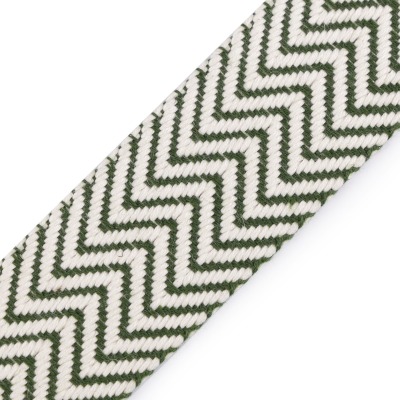 Gurtband 250 EUR/m Baumwolle beidseitig gemustert natur grün Zickzack 38 mm 1 Meter