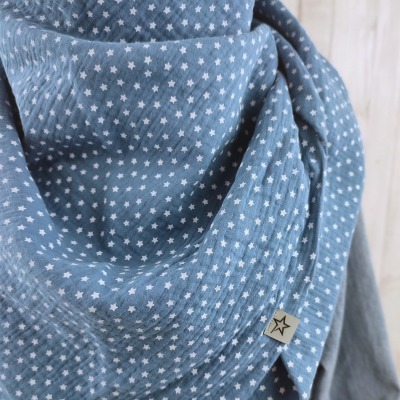 Tuch Dreieckstuch Musselin Damen jeansblau mit kleinen weißen Sternen XXL Tuch aus Baumwolle Mamatuch - Versandkostenfreier Artikel