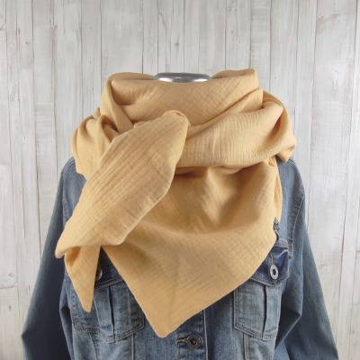 Tuch Dreieckstuch Musselin Damen Schal gelb meliert XXL Tuch aus Baumwolle Mamatuch - Versandkostenfreier Artikel