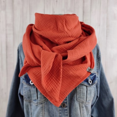Tuch Dreieckstuch Musselin Damen Schal orange XXL Tuch aus Baumwolle Mamatuch - Versandkostenfreier Artikel