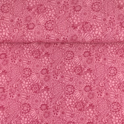 Jersey 14,40 EUR/m rosa pink Blumenmuster - Stoff Meterware