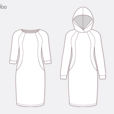 Schnittmuster Jade Sweatkleid von Pattydoo Größe 32-54 - für Damen - Kleidung Papierschnitt / Pap