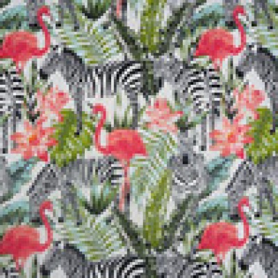 Reststück Baumwolle Webware Zebras Flamingos - Reststück 025 m