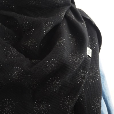 Tuch Dreieckstuch Musselin schwarz mit Pusteblumen Schal für Damen XXL Tuch aus Baumwolle Mamatuch - Versandkostenfreier Artikel