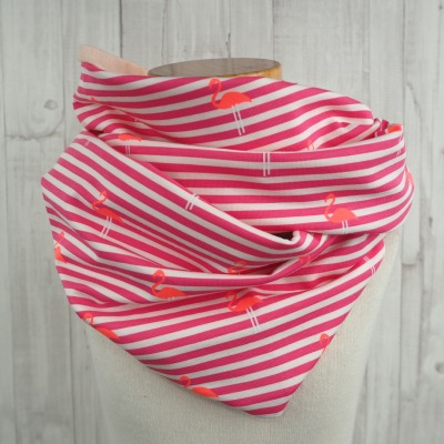 Loop Mädchen Schal Flamingos Schlauchschal Streifen pink weiß Sommerloop Jersey -