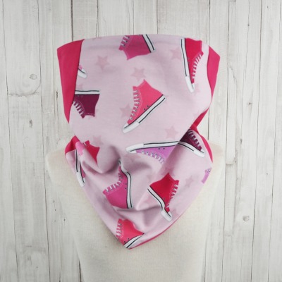 Schlupfschal Sneaker Mädchen pink und rosa - Schal für Kinder mit Turnschuhen und Sternen - Kinderloop aus Jersey - Versandkostenfreier Artikel