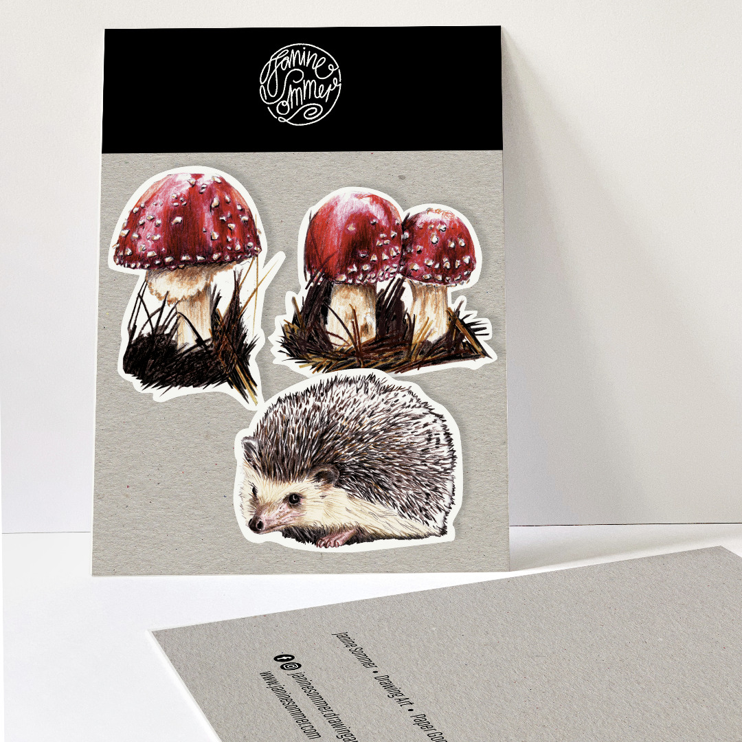 3 Sticker Fliegenpilze Igel Online Shop Janinesommer