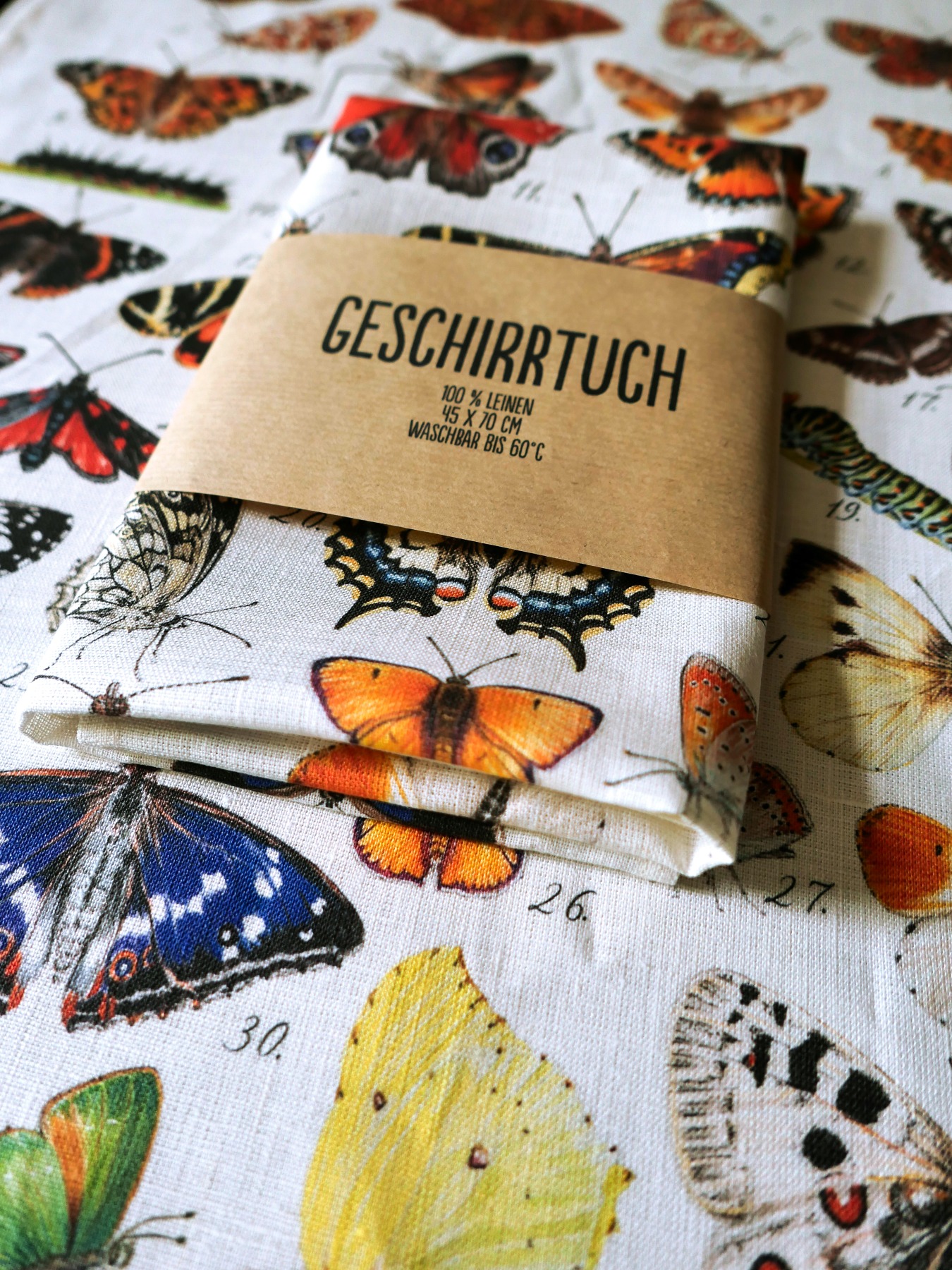 Geschirrtuch Schmetterlinge, Küchenhandtuch Schmetterlingsarten, nachhaltig aus Leinen 3