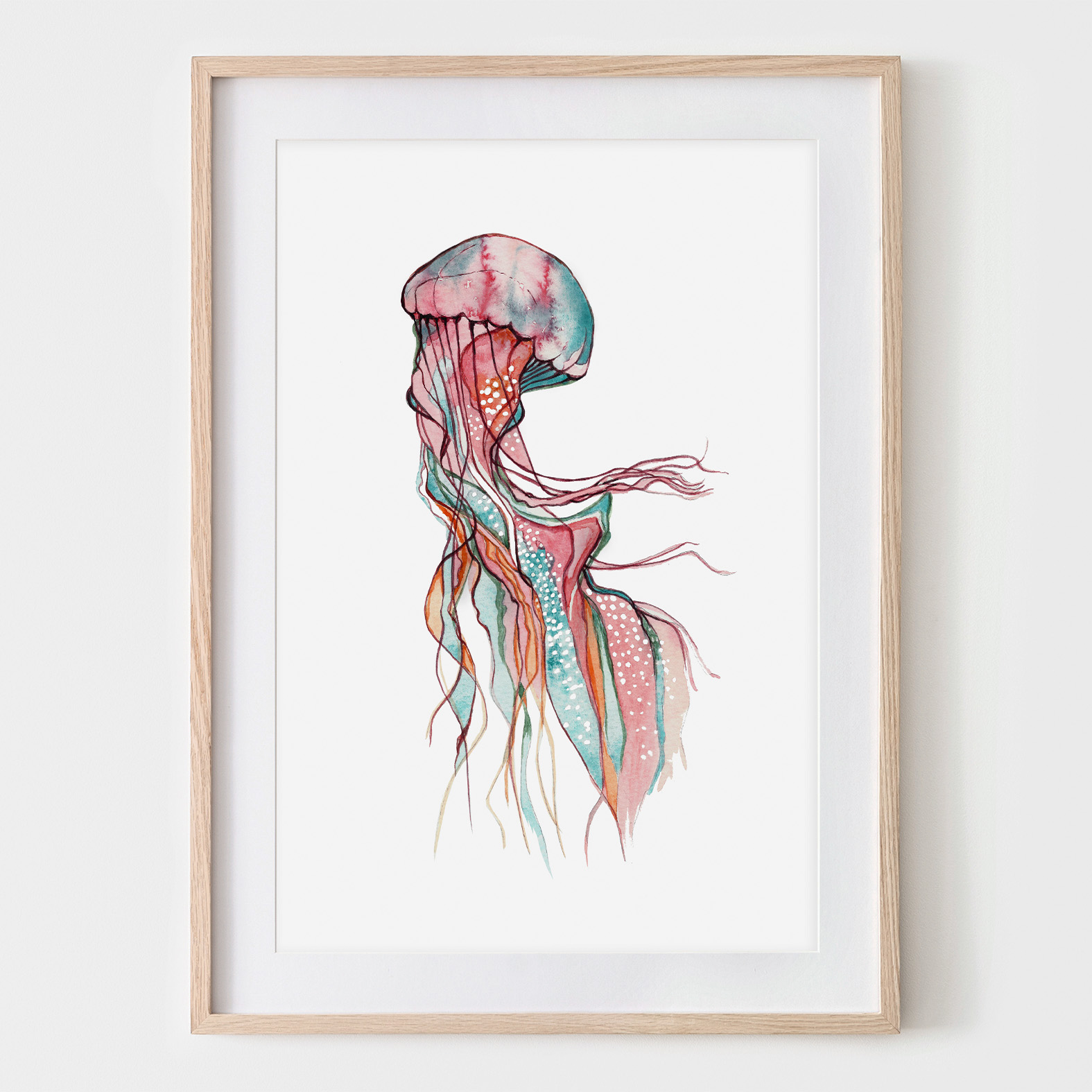 Jellyfish Qualle, Fine Art Print, Giclée Print, Poster, Kunstdruck, Zeichnung Meerestier
