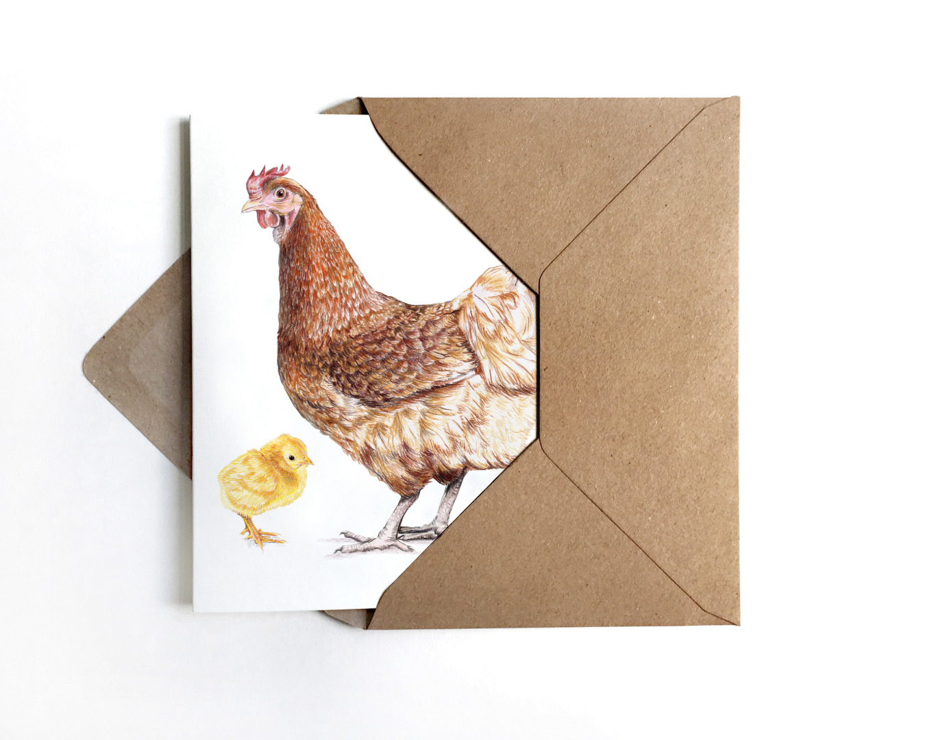 Grußkarte Huhn mit Küken, Osterkarte