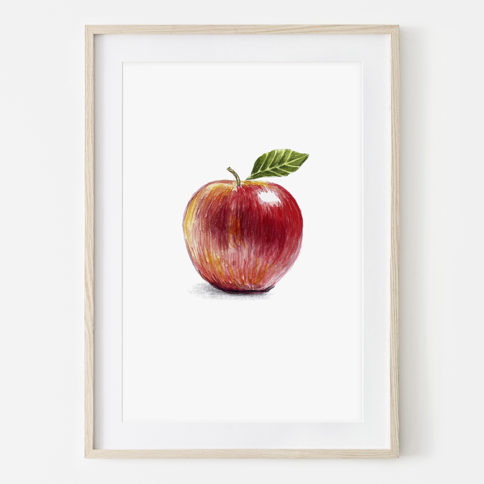Apfel, Fine Art Print, Giclée Print, Poster, Kunstdruck, Zeichnung