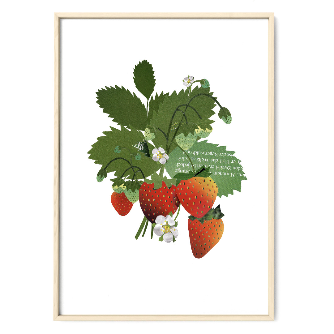 Erdbeerpflanze Fine Art Print Giclée Print Poster Kunstdruck Zeichnung
