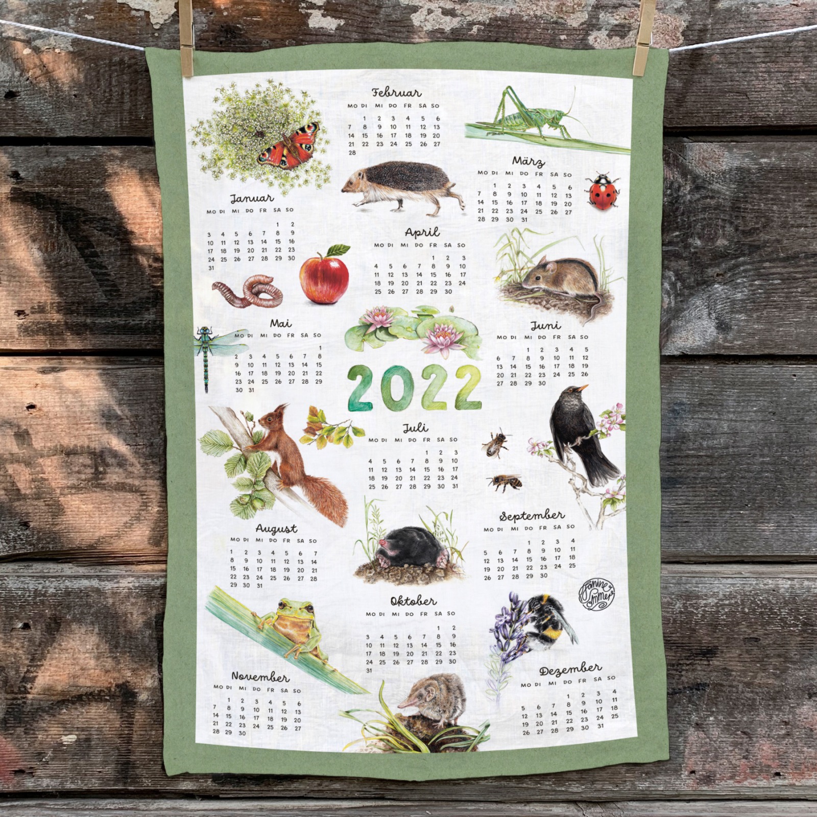 Kalender Geschirrtuch 2022 Küchenhandtuch Tea Towel 5