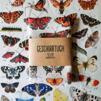Geschirrtuch Schmetterlinge, Küchenhandtuch Schmetterlingsarten, nachhaltig aus Leinen