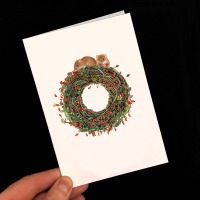 Weihnachtskarte Haselmäuse auf dem Adventskranz 3