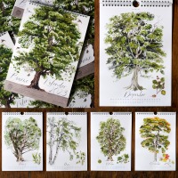 Baumkalender, Bäume, Kalender 2023, Wandkalender, Waldkalender, Kunstkalender, illustrierter