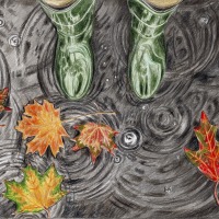 Herbstregen, Fine Art Print, Giclée Print, Poster, Kunstdruck, Zeichnung 4
