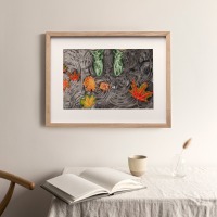 Herbstregen, Fine Art Print, Giclée Print, Poster, Kunstdruck, Zeichnung 5