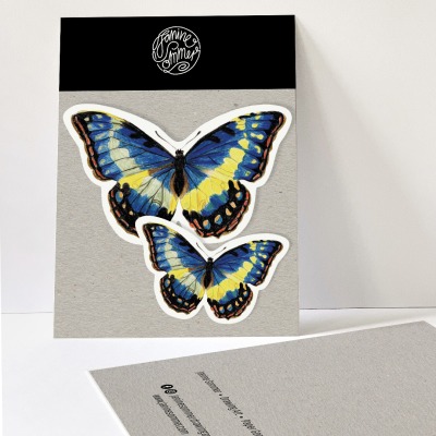 2 Sticker Schmetterlinge blau - Outdooraufkleber, vegan