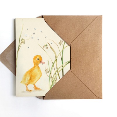 Grußkarte Entenküken, Osterkarte - inkl. Umschlag