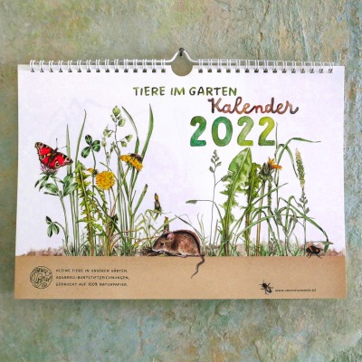 Tiere im Garten, Kalender 2022, Wandkalender, Tierkalender, Kunstkalender, Gartenkalender,