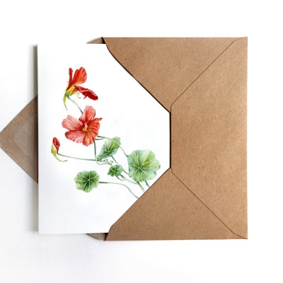 Grußkarte Kapuzinerkresse, Blumengrußkarte - inkl. Umschlag
