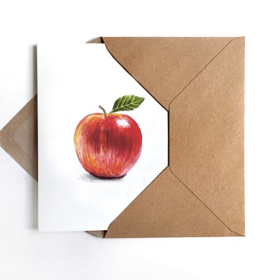 Grußkarte Apfel, Apfelkarte - inkl. Umschlag