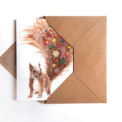 Weihnachtskarte Eichhörnchen - inkl. Umschlag