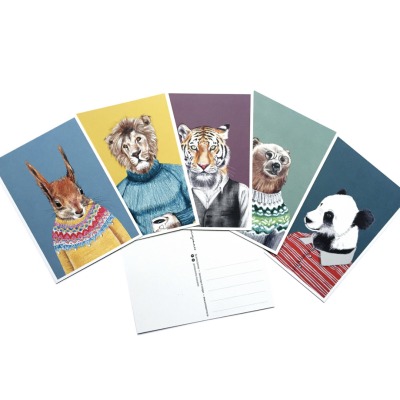 Postkartenset Tierportraits - Set aus 5 Postkarten in DIN A6
